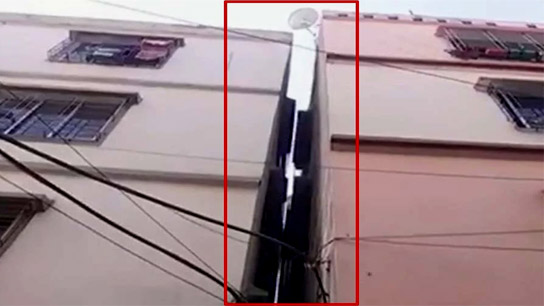panic over building tilting in kalikapur