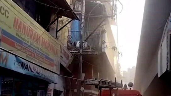 The Mahabistan cloth shop suffered heavy damage due to fire