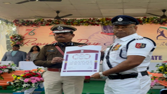 Honored by the traffic police guard