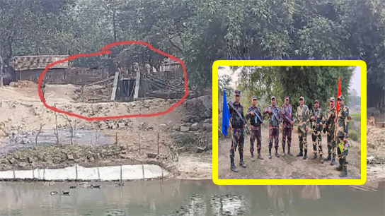 The Border Guard of Bangladesh was building bunkers from the side of the river