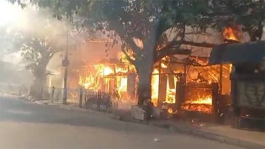 Terrible fire near Beleghata ice factory