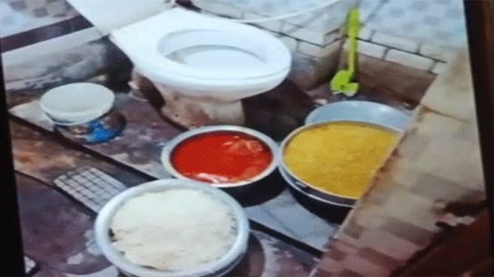 The raiders witnessed food being cooked in restaurants and left next to the commode