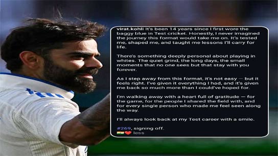 Virat Kohli announces retirement from Test cricke