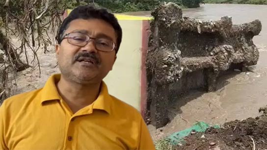 Shiv temple washed away by river water