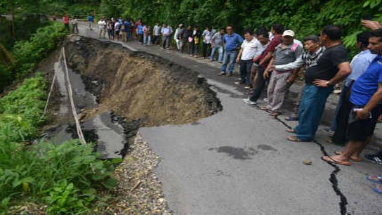 landslide at many places on National Highway