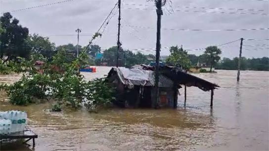 multiple bridges are underwater as the monsoon