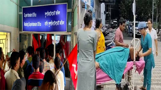 Protests were held at Balurghat District Hospital on Saturday by the BJP, CPM, and RSP in protest of this incident