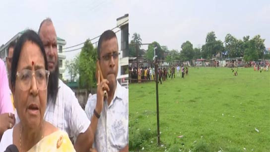 TMC supporters allegedly resist BJP to set up stage for the rally in Siliguri