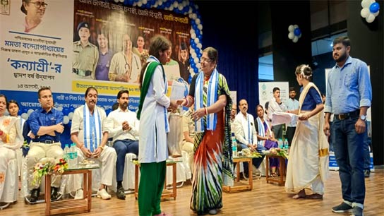 The ceremony begins with the lighting of the lamp in Bankura