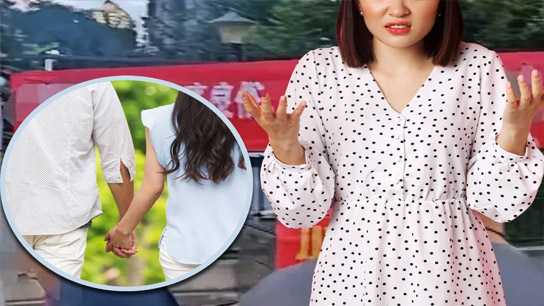 china woman spreads banner saying her best friend giving physical service to his husband