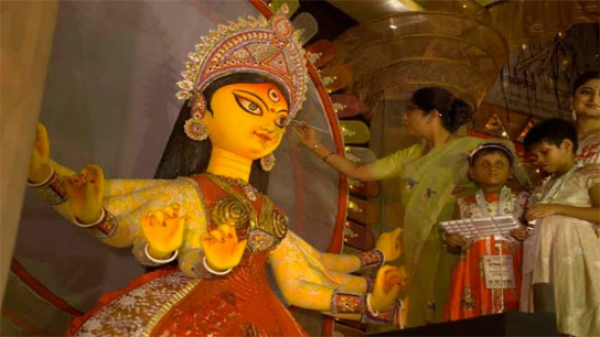 Mass art to exhibit durga puja pandals before prathama of Durga Puja