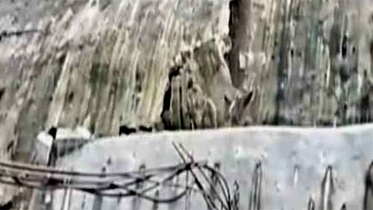 Guard wall of tunnel number 7 of Sevak-Rangpu rail project collapses