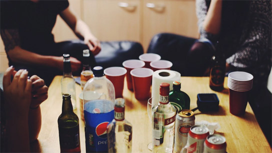 Alcohol parties are held at school as evening falls