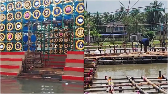 Pavilion collapsed in Hatibagan, many pandals submerged in water, how to deal with the damage in four days