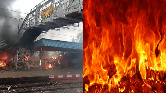 Massive Fire Breaks Out in Santoshpur Station Area