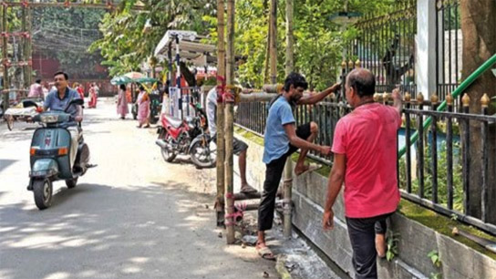 They work 'away' from the puja