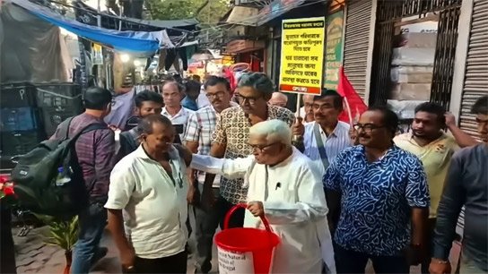 Kolkata must also stand by, says Biman Basu, who went to collect relief in Dharmatala