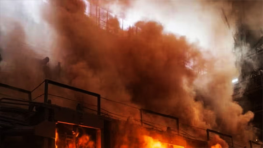 A passenger bus caught fire on the Second Hooghly Bridge at 7 am, causing severe traffic congestion on the Kolkata-Howrah route