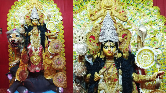 She is the sustainer of the world. But why is there a severed elephant's head under the goddess's feet?