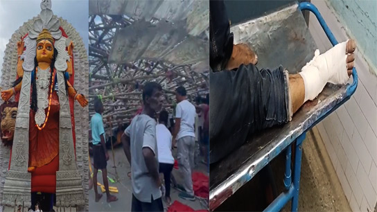 Major disaster in Chandannagar, the largest Jagaddhatri collapsed