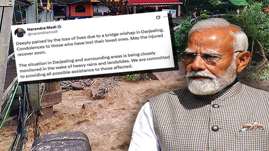 pm narendra modi expresses grief and anxiety on north bengal situation