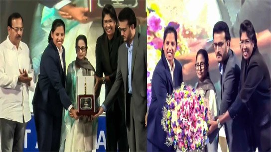 Chief Minister confers 'Banga Bhushan' on Richa at a grand reception in Eden