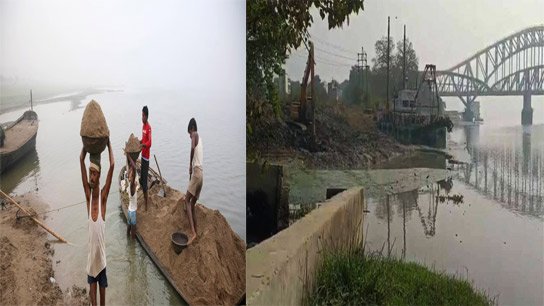Illegal sand mining near Jubilee Railway Bridge