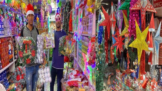 Santa Claus' glasses are flashing on and off the switch! Siliguri's Bidhan Market is decorated for Christmas