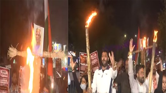 Yunus' effigy burned in Siliguri torch procession