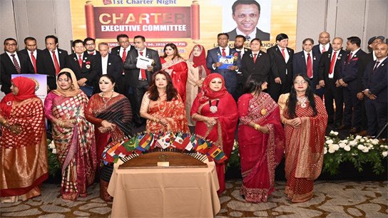 The grand and colorful inauguration ceremony of the newly elected committee of the New York New Horizon Lions Club was completed at the Lagdia Ballroom