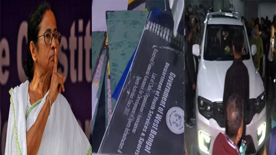 Car number WB06Y5555, surrounded by police from RAF, piles of government files lying on the seat, Mamata's car is a mystery
