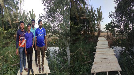 Wooden bridge constructed in Amtali by volunteer youth organization
