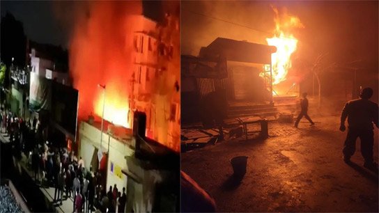 Another devastating fire breaks out in the area adjacent to Birati station; 4 shops burnt to ashes