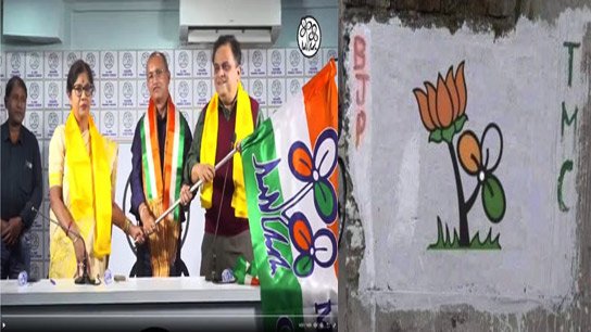 Two buses collide; lose control and hit a bicycle, bike, and auto