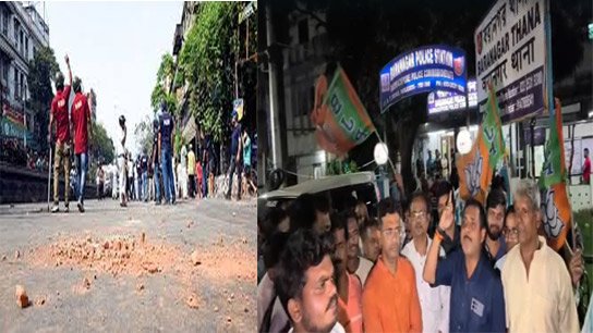 Trinamool has not yet filed a complaint, police have filed a suo motu case and arrested 4 people, BJP protests led by Sajal