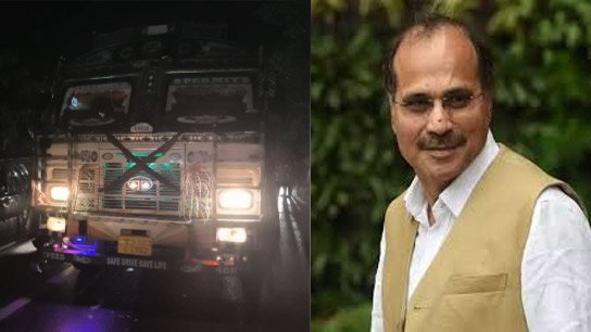 Horrific accident, Adhir Chowdhury's car hit by truck