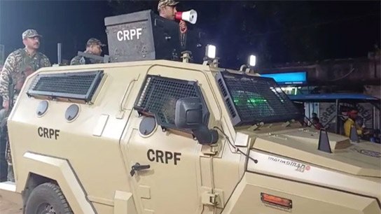 There was only news of a small gathering, but CRPF showed up with armored vehicles