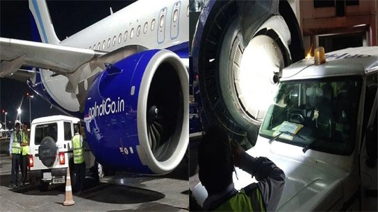 Van hits IndiGo plane at Kolkata airport