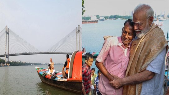 PM Narendra Modi spends time on the banks of the Hooghly river ahead of campaign