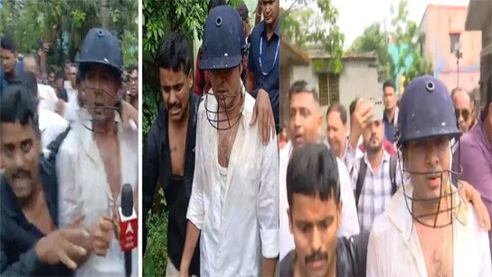Abhishek Banerjee in his way to the Sonarpur faces agitation
