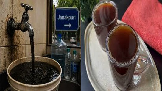 Delhi-Tap-Water Black tea is coming out of the tap in Delhi