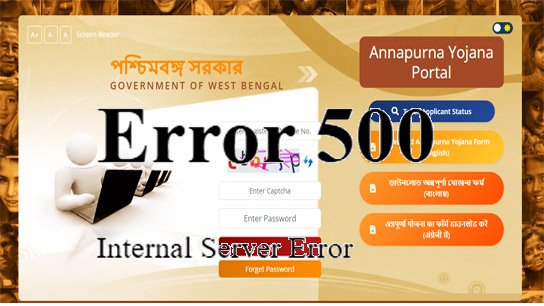 Error 500 when clicking, DBT link cannot be done online for Annapurna Bhandar