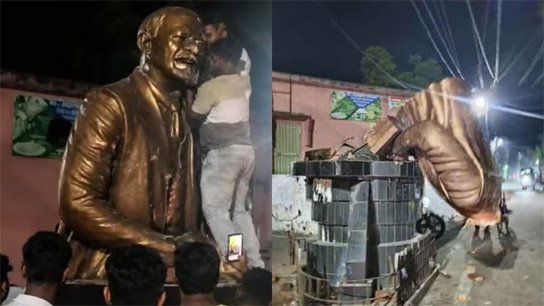 Lenin statue vandalized in post-election violence