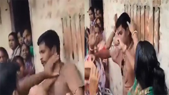 Day after day, money is being stolen! Villagers thrash the husband of the village panchayat head