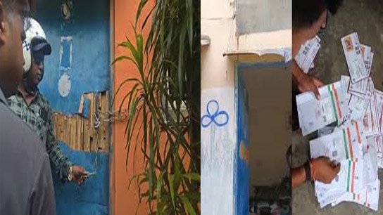 Tangra-TMC-Office Piles of Aadhaar and voter cards recovered at Trinamool Party office in Tangra