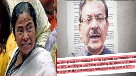 Why has Aroop Biswas written a letter to restrict transactions in the TMC's bank account