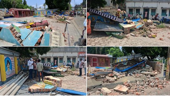 The garden house of the Baharampur Trinamool president was razed to the ground by a bulldozer