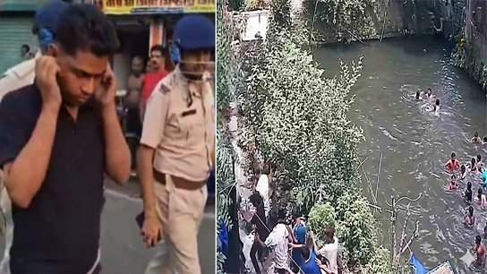 Chasing the central forces, Pushpa's followers jumped into the pond demanding her release