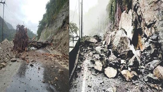 Landslides in phases; Route changed on National Highway 10