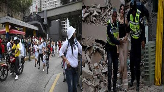 Twin earthquakes measuring 7.2 and 7.5 in Venezuela send thousands of people into the streets in panic
